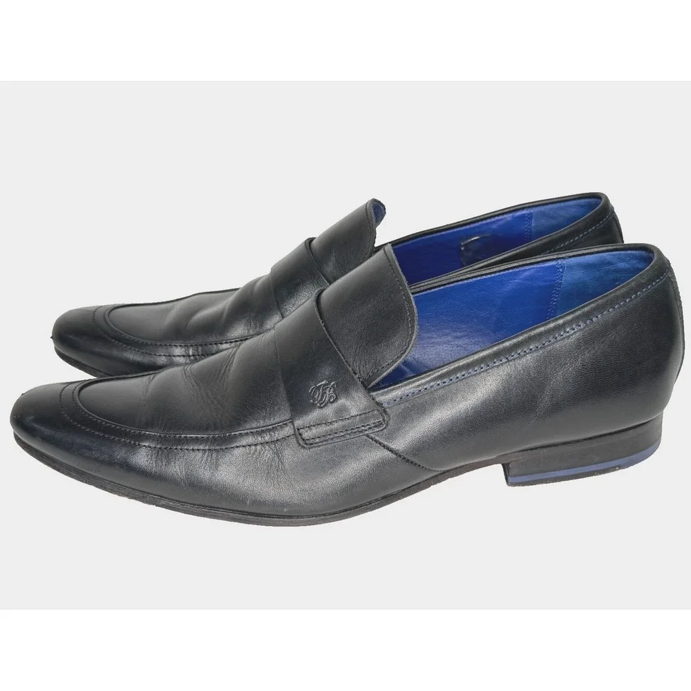 Ted Baker Dress Loafers Mens US10 UK9 Black Leather FOTIU Slip On Shoes Business